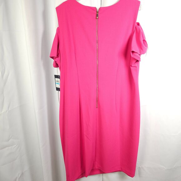 NWT Tommy Hilfiger Womens 20w Pink Cold Shoulder Sheath Summer Sleeve Dress - Picture 3 of 8